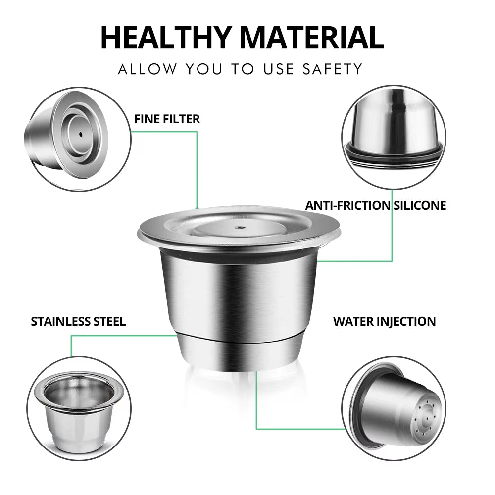 Reusable Nespresso Coffee Capsules Cup Stainless Steel Refillable Coffee Capsule Refilling Filter Coffeeware