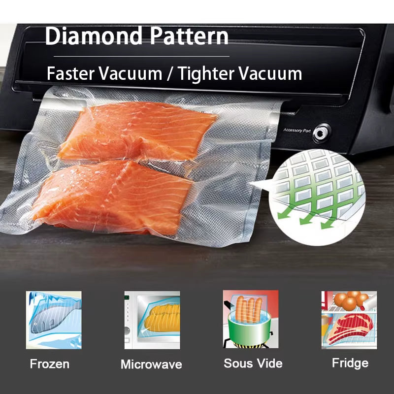 Food Vacuum Storage Packaging Bags for Vacuum Sealer Meat Fruit Vegetable Sous Vide Cooking Bag 12/15/20/25/28Cm 500Cm/Roll