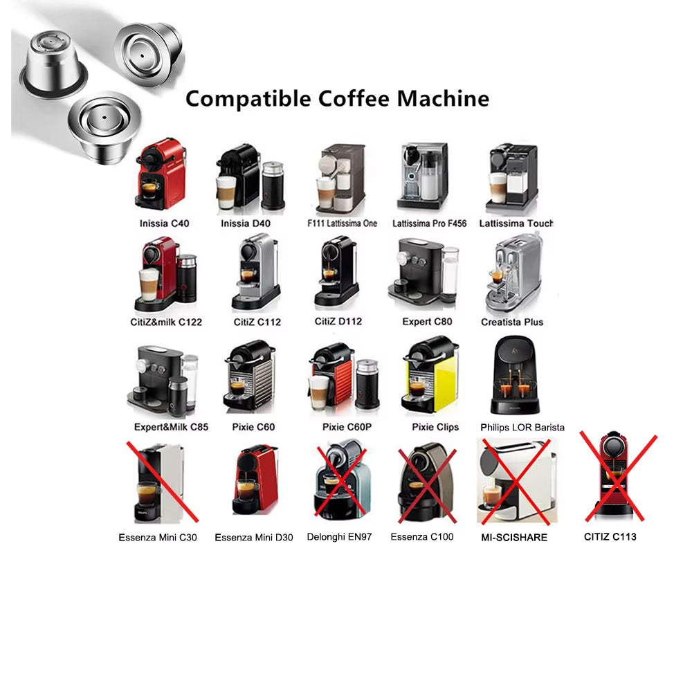Reusable Nespresso Coffee Capsules Cup Stainless Steel Refillable Coffee Capsule Refilling Filter Coffeeware