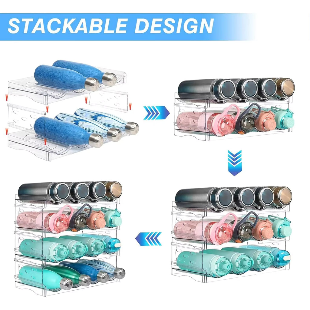 4 Tier Stackable Beverage Organizer Cabinet Wine Organizer Refrigerator Mug Organizer Multifunctional Folding Storage Rack