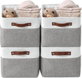 Storage Bins, Large Fabric Storage Baskets for Shelves, Decorative Linen Closet Organizer, 15 X 11 X 9.5 Inches (Grey & White, 4 Pack)