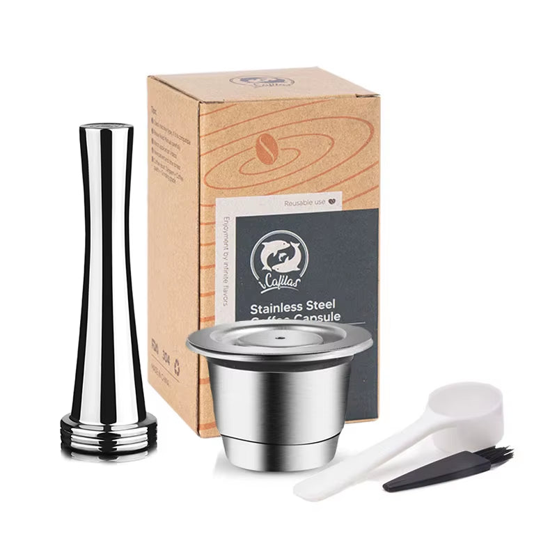 Reusable Nespresso Coffee Capsules Cup Stainless Steel Refillable Coffee Capsule Refilling Filter Coffeeware