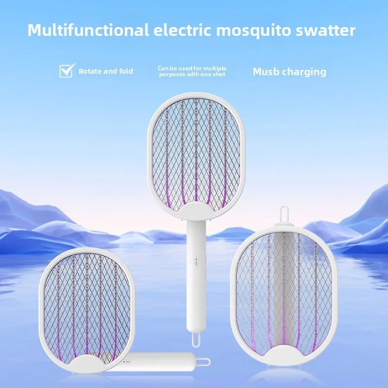 Foldable Electric Mosquito Swatter Mosquito Killer with UV Light USB Rechargeable Electric Bug Zapper Fly Bat Insect Swatter