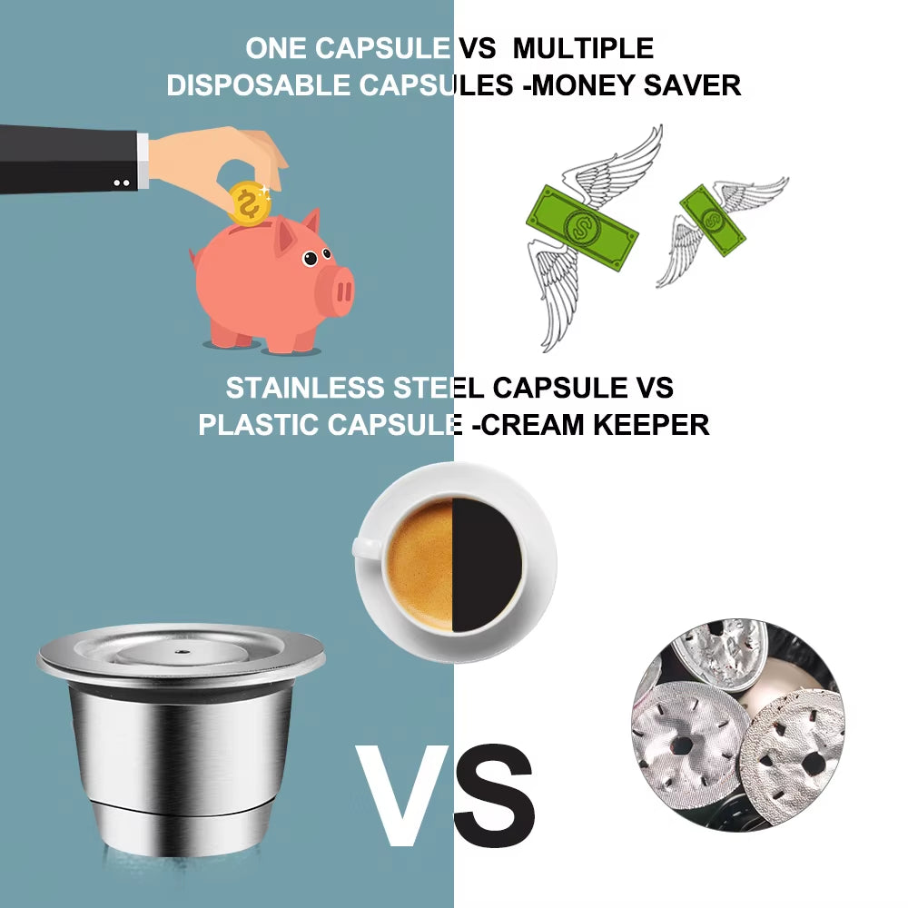 Reusable Nespresso Coffee Capsules Cup Stainless Steel Refillable Coffee Capsule Refilling Filter Coffeeware