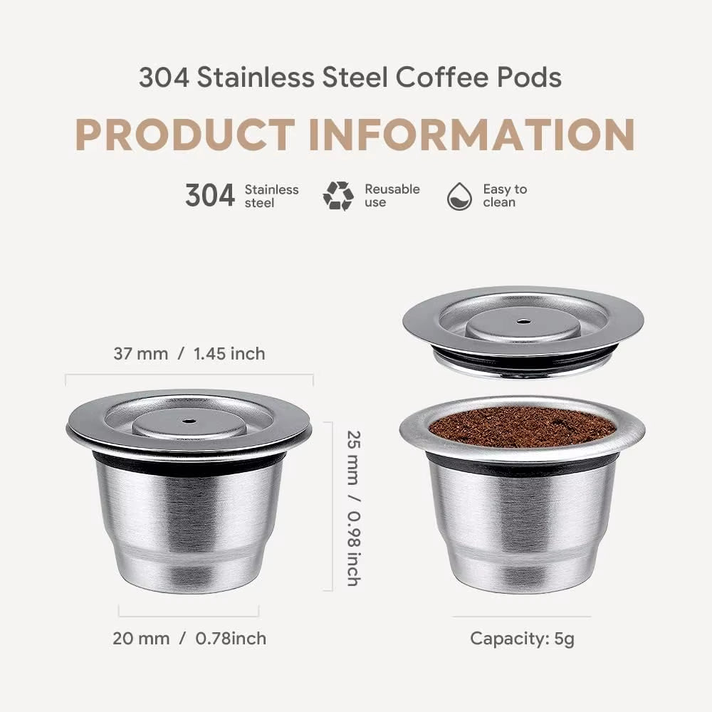 Reusable Nespresso Coffee Capsules Cup Stainless Steel Refillable Coffee Capsule Refilling Filter Coffeeware