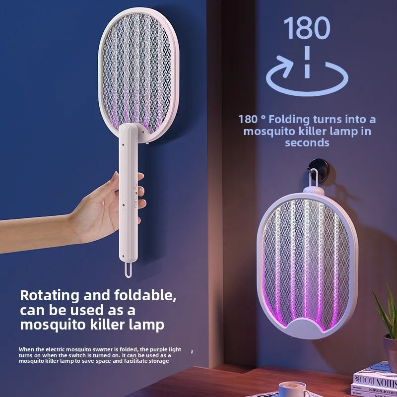 Foldable Electric Mosquito Swatter Mosquito Killer with UV Light USB Rechargeable Electric Bug Zapper Fly Bat Insect Swatter