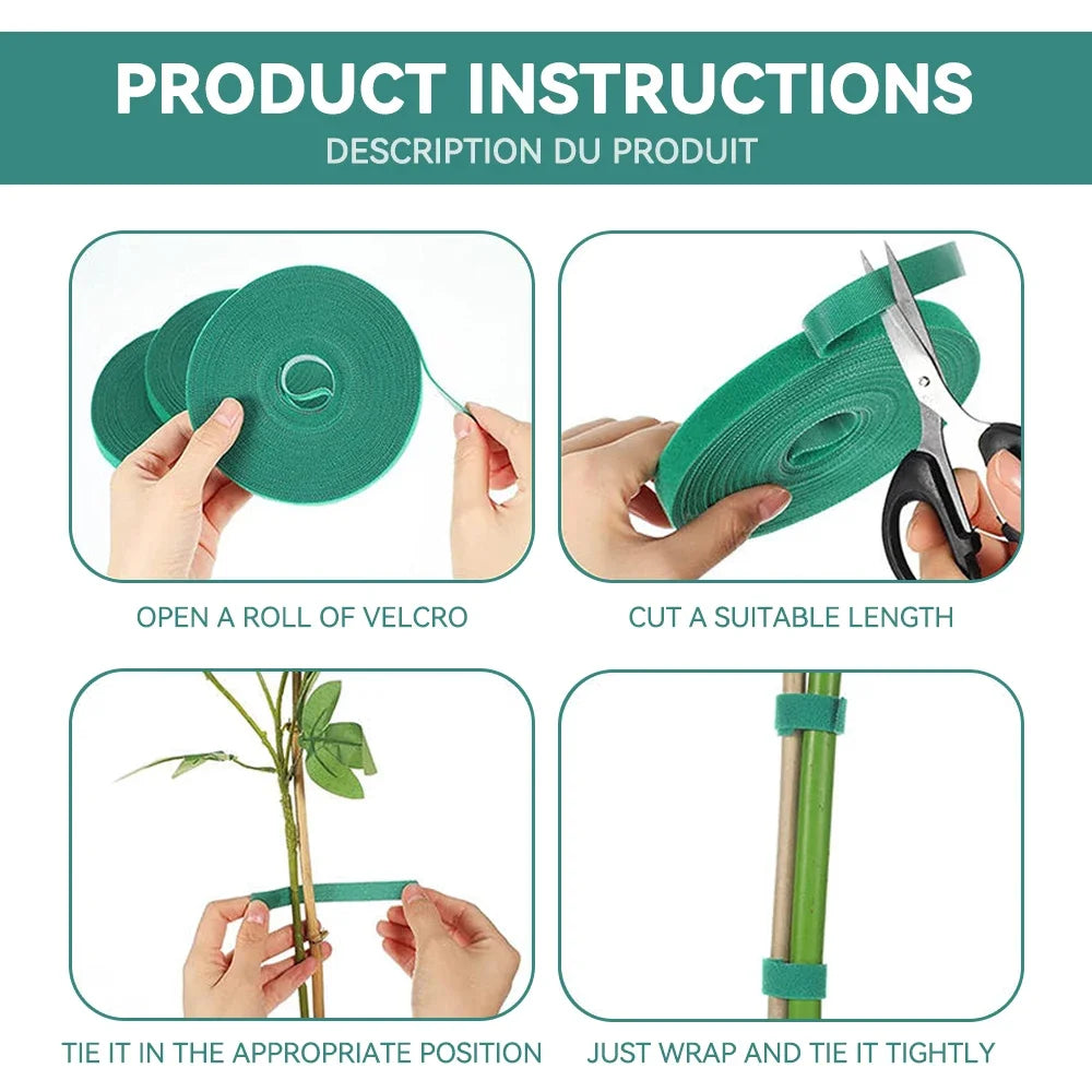 Garden Tape Nylon Cable Tie for Plants Flowers Growing Climbing Reusable Plant Support Hook-And-Loop Fastener Garden Accessories